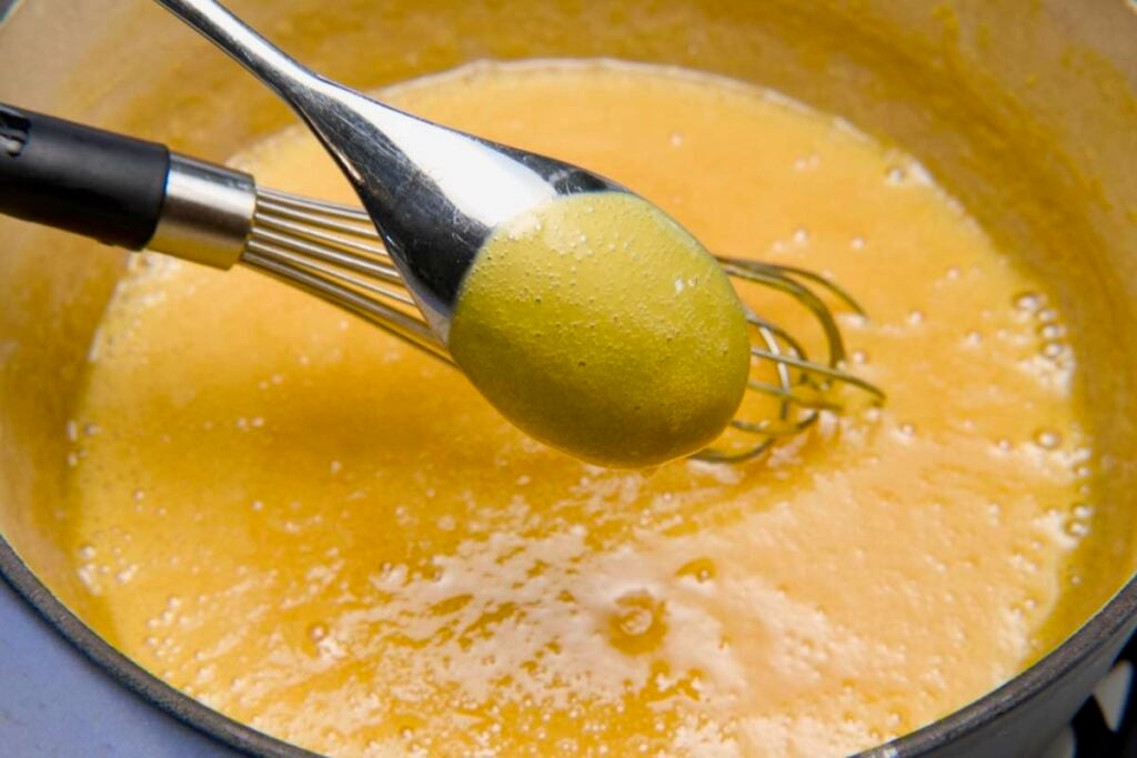 homemade passionfruit curd for pavlova