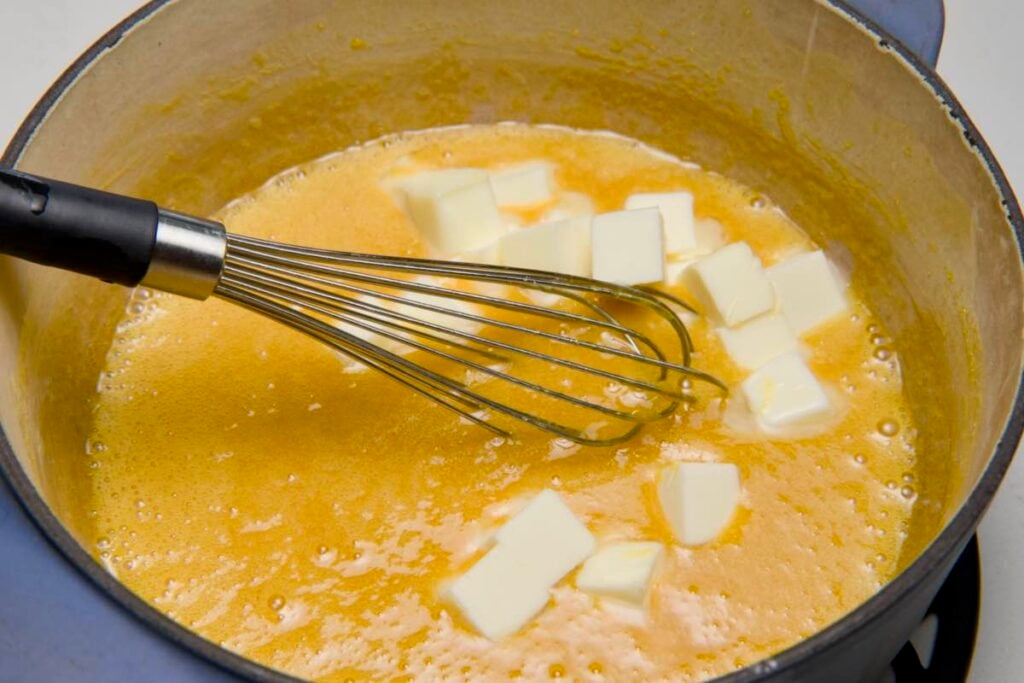 homemade passionfruit curd for pavlova