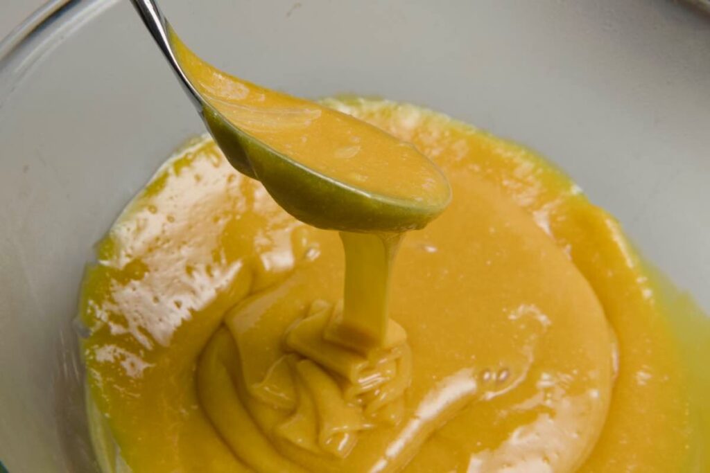 homemade passionfruit curd for pavlova