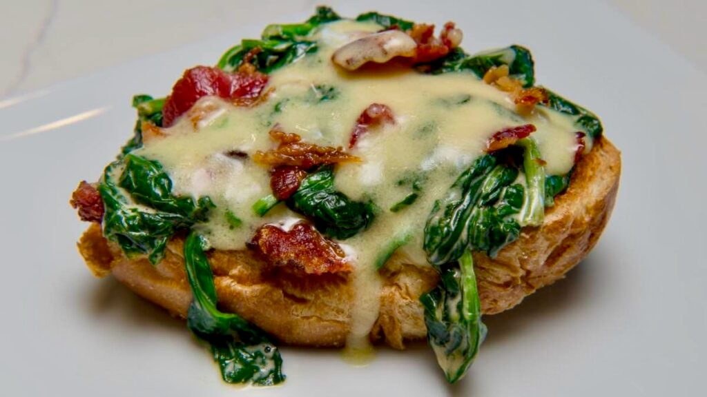 spinach and bacon tartine